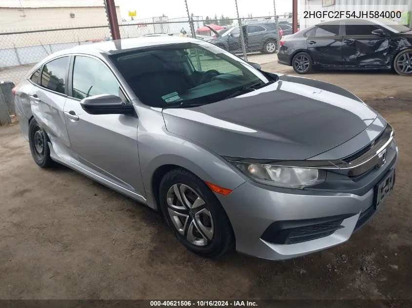 2018 Honda Civic Lx VIN: 2HGFC2F54JH584000 Lot: 40621506