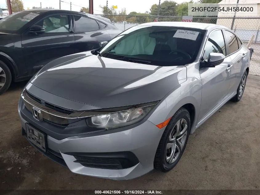 2HGFC2F54JH584000 2018 Honda Civic Lx