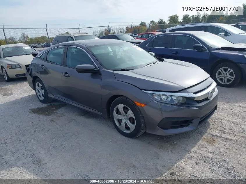 2018 Honda Civic Lx VIN: 19XFC2F57JE001770 Lot: 40652906