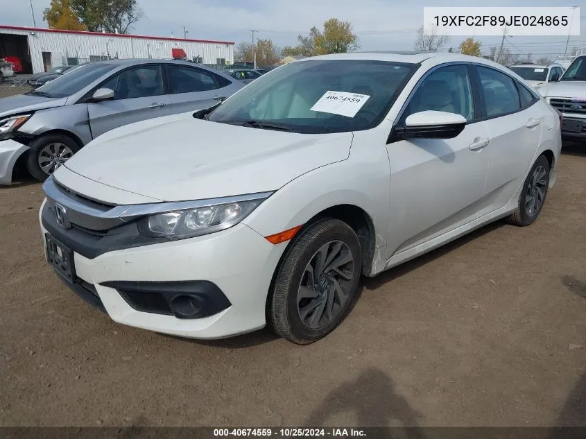 2018 Honda Civic Ex VIN: 19XFC2F89JE024865 Lot: 40674559