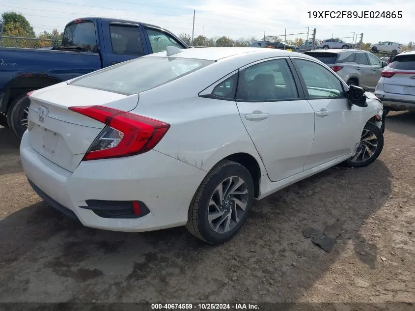 2018 Honda Civic Ex VIN: 19XFC2F89JE024865 Lot: 40674559