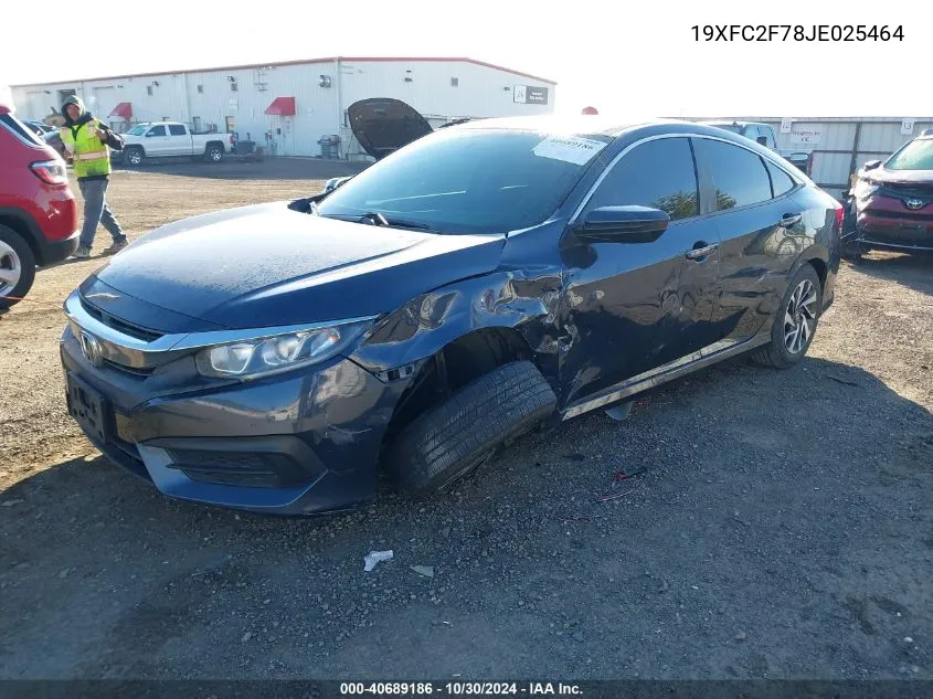 2018 Honda Civic Ex VIN: 19XFC2F78JE025464 Lot: 40689186