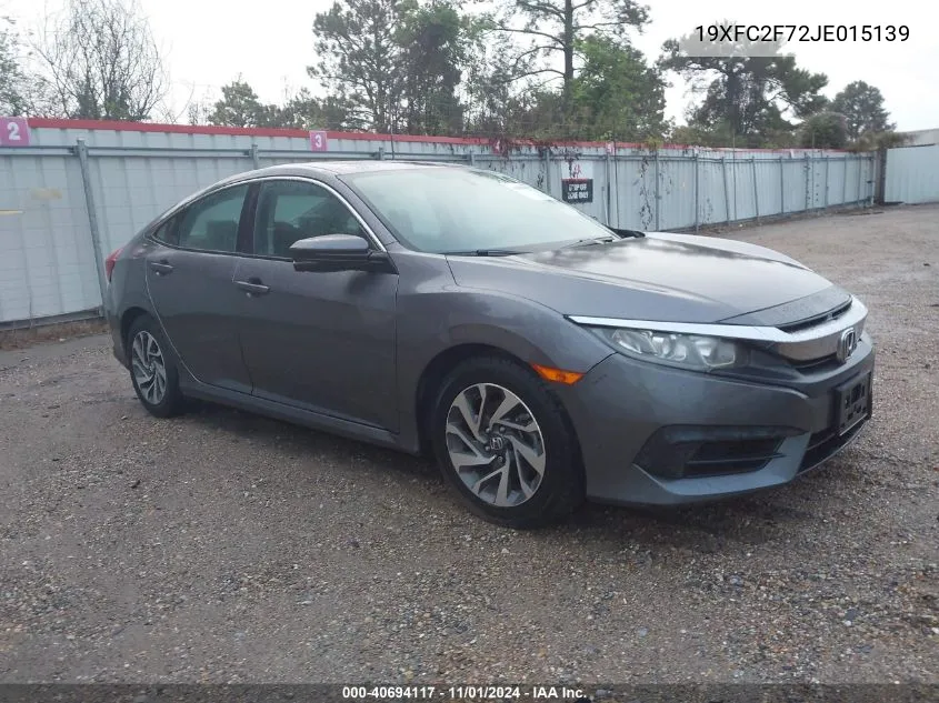 2018 Honda Civic Ex VIN: 19XFC2F72JE015139 Lot: 40694117