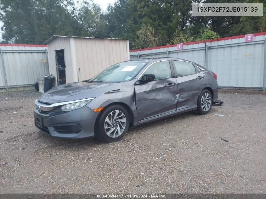 2018 Honda Civic Ex VIN: 19XFC2F72JE015139 Lot: 40694117