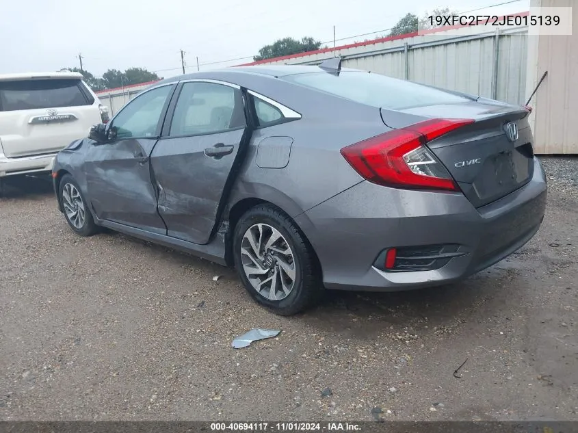 2018 Honda Civic Ex VIN: 19XFC2F72JE015139 Lot: 40694117