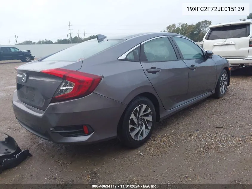 2018 Honda Civic Ex VIN: 19XFC2F72JE015139 Lot: 40694117