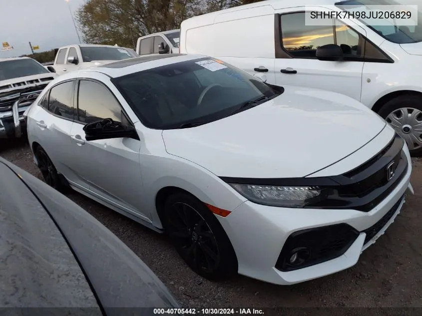 2018 Honda Civic Sport Touring VIN: SHHFK7H98JU206829 Lot: 40705442