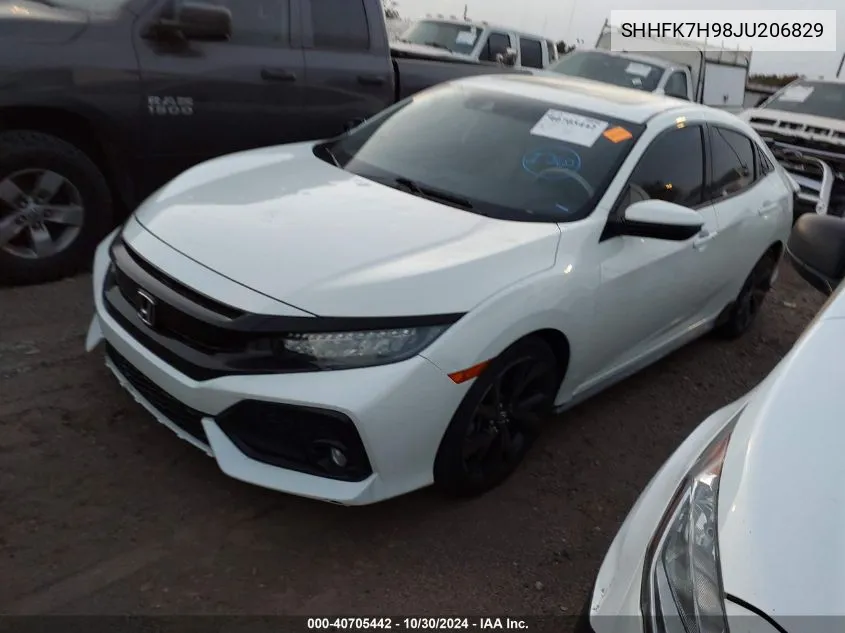 2018 Honda Civic Sport Touring VIN: SHHFK7H98JU206829 Lot: 40705442