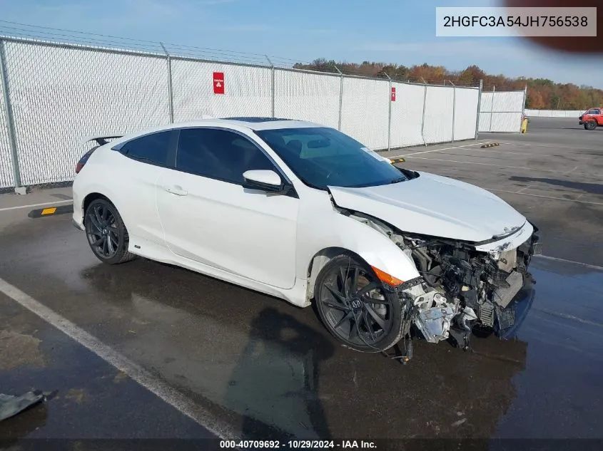 2018 Honda Civic Si VIN: 2HGFC3A54JH756538 Lot: 40709692