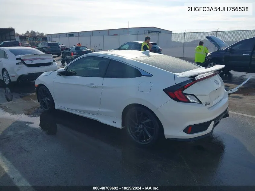 2018 Honda Civic Si VIN: 2HGFC3A54JH756538 Lot: 40709692