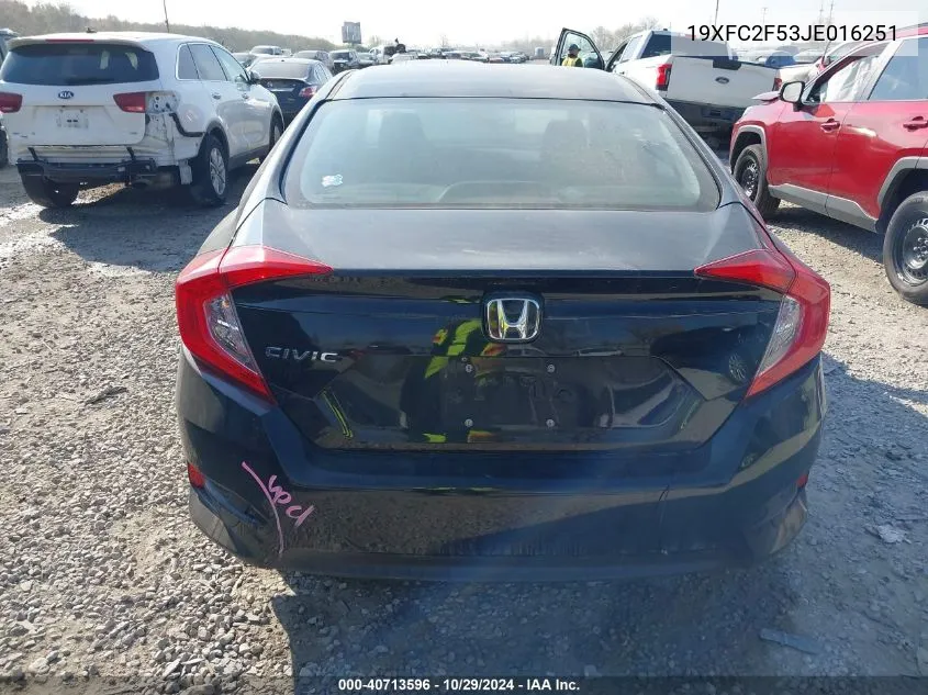 2018 Honda Civic Lx VIN: 19XFC2F53JE016251 Lot: 40713596