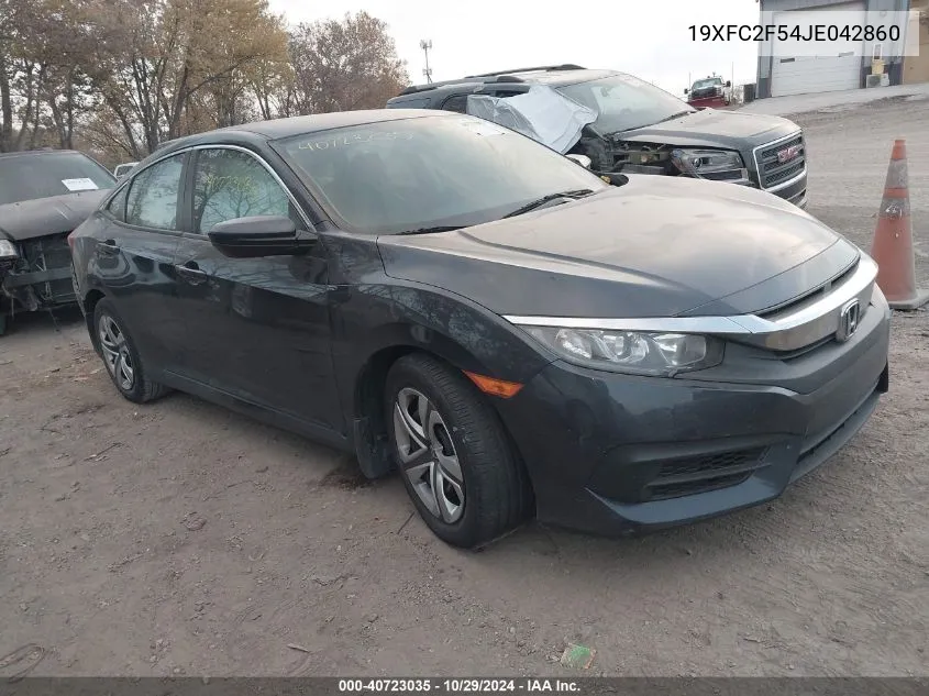 2018 Honda Civic Lx VIN: 19XFC2F54JE042860 Lot: 40723035