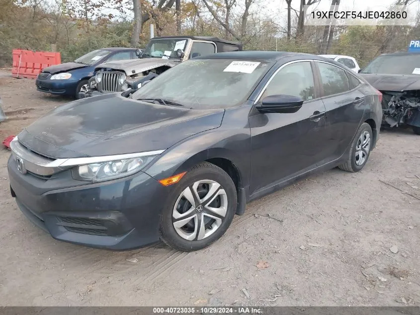 2018 Honda Civic Lx VIN: 19XFC2F54JE042860 Lot: 40723035