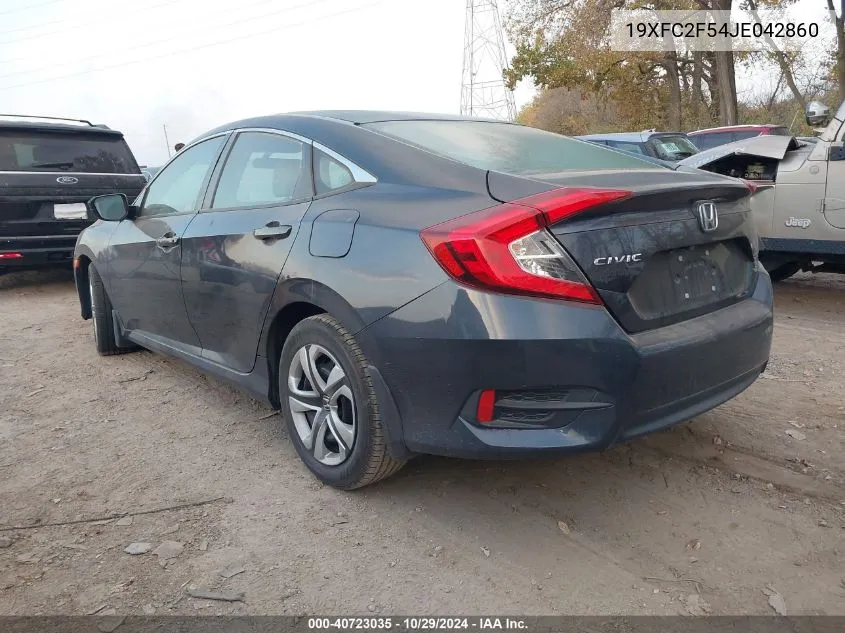 2018 Honda Civic Lx VIN: 19XFC2F54JE042860 Lot: 40723035