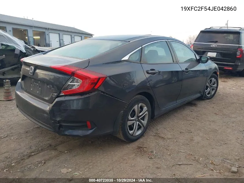 2018 Honda Civic Lx VIN: 19XFC2F54JE042860 Lot: 40723035