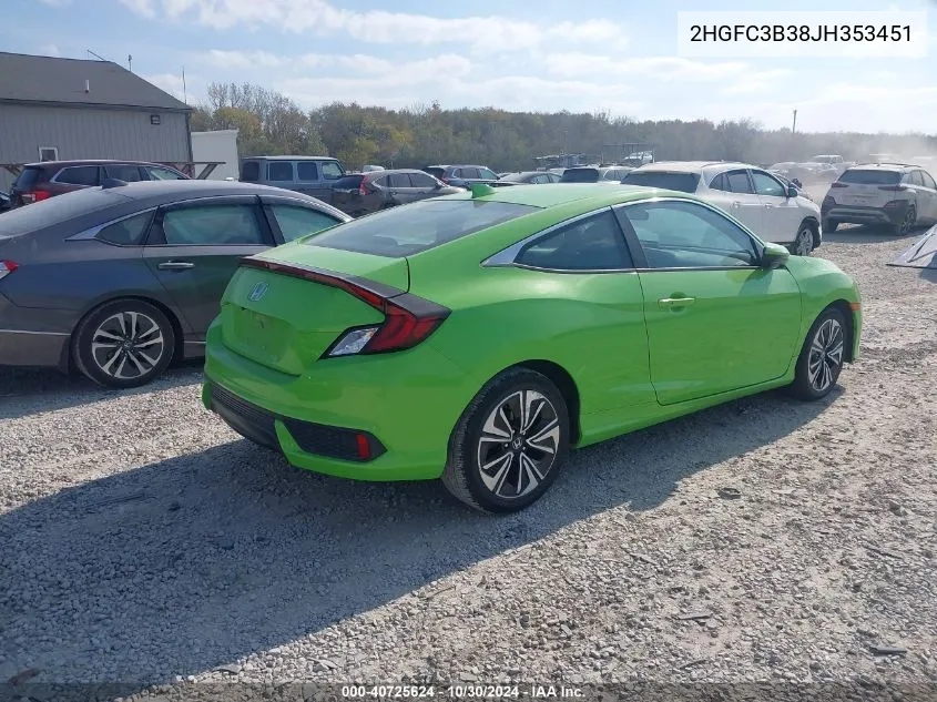 2018 Honda Civic Ex-T VIN: 2HGFC3B38JH353451 Lot: 40725624