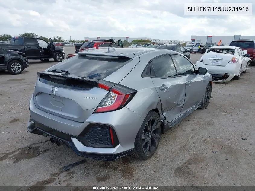 2018 Honda Civic Sport VIN: SHHFK7H45JU234916 Lot: 40729262