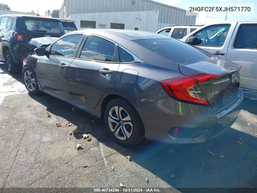 2018 Honda Civic Lx VIN: 2HGFC2F5XJH571770 Lot: 40734286