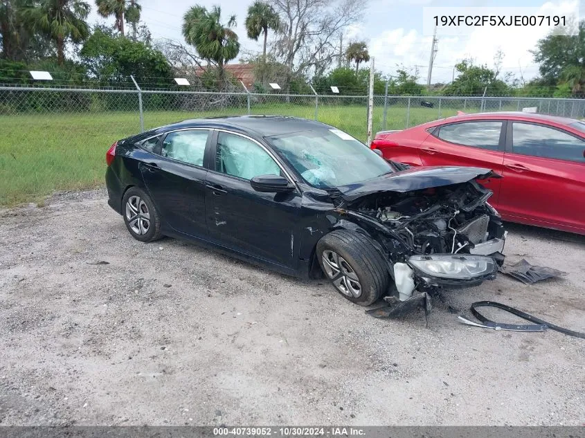 2018 Honda Civic Lx VIN: 19XFC2F5XJE007191 Lot: 40739052