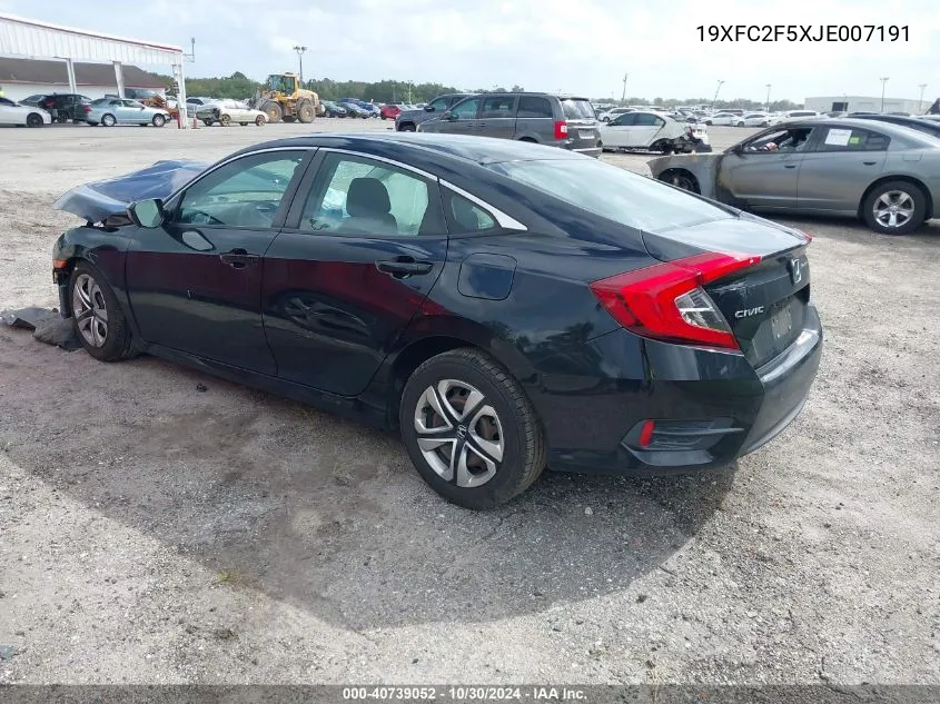 2018 Honda Civic Lx VIN: 19XFC2F5XJE007191 Lot: 40739052