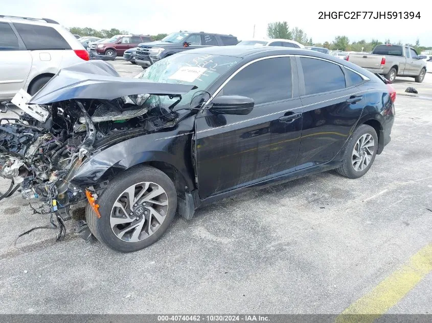 2018 Honda Civic Ex VIN: 2HGFC2F77JH591394 Lot: 40740462