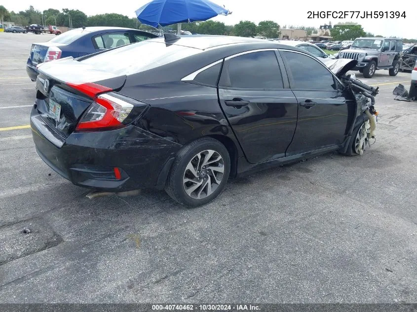 2018 Honda Civic Ex VIN: 2HGFC2F77JH591394 Lot: 40740462