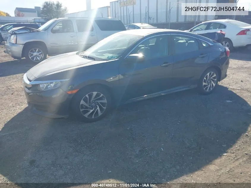 2HGFC2F72JH504744 2018 Honda Civic Ex