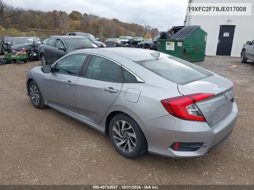 2018 Honda Civic Ex VIN: 19XFC2F78JE017008 Lot: 40753037