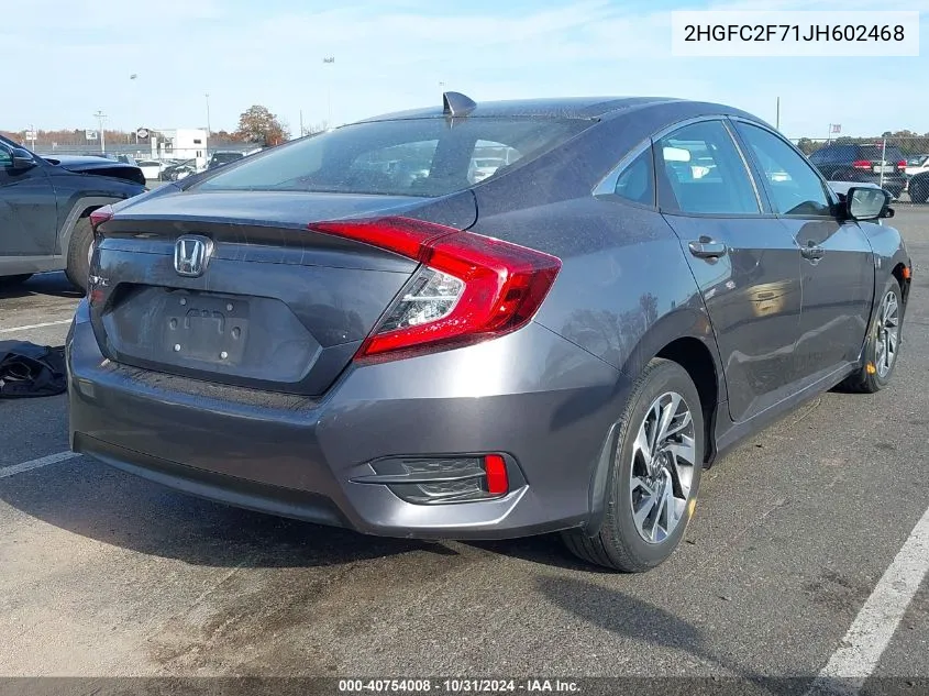 2018 Honda Civic Ex VIN: 2HGFC2F71JH602468 Lot: 40754008