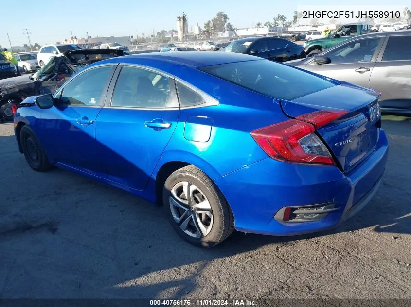 2018 Honda Civic Lx VIN: 2HGFC2F51JH558910 Lot: 40756176