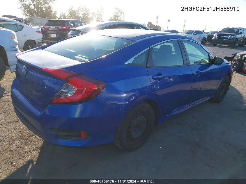 2018 Honda Civic Lx VIN: 2HGFC2F51JH558910 Lot: 40756176