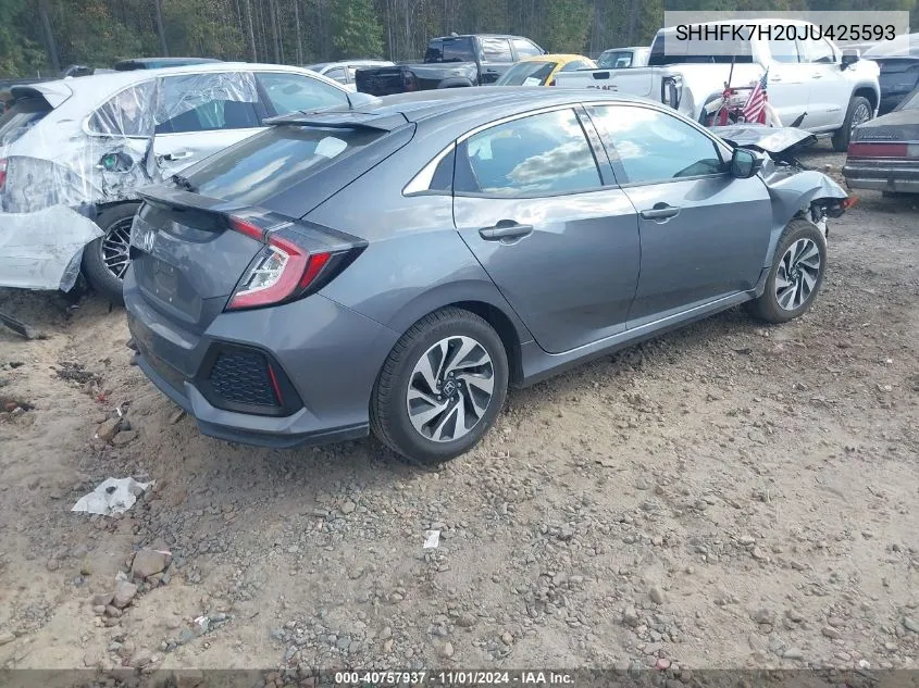 2018 Honda Civic Lx VIN: SHHFK7H20JU425593 Lot: 40757937