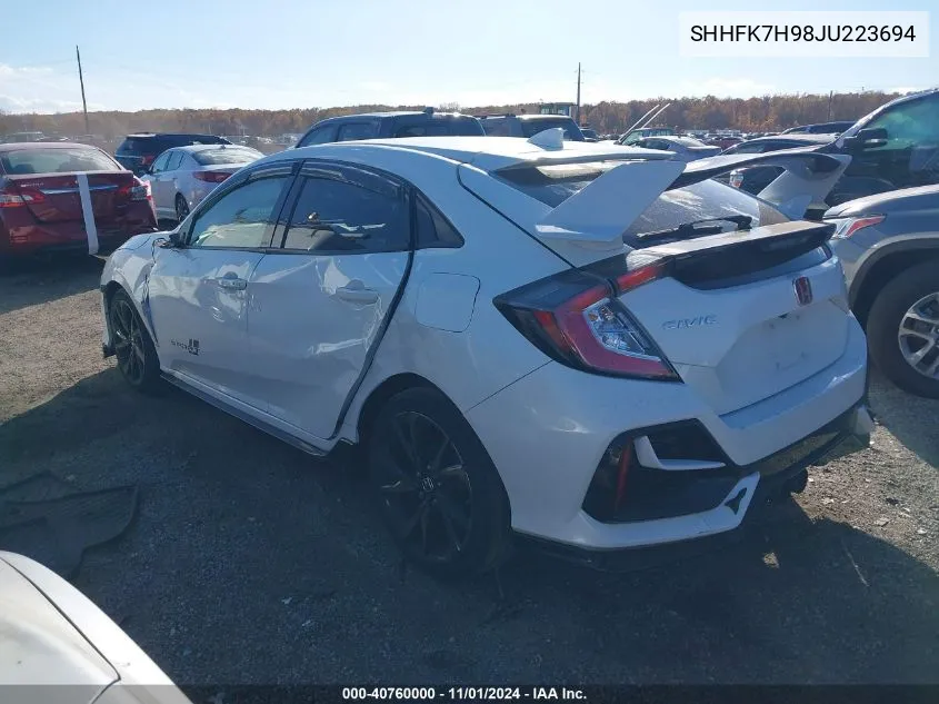 2018 Honda Civic Sport Touring VIN: SHHFK7H98JU223694 Lot: 40760000