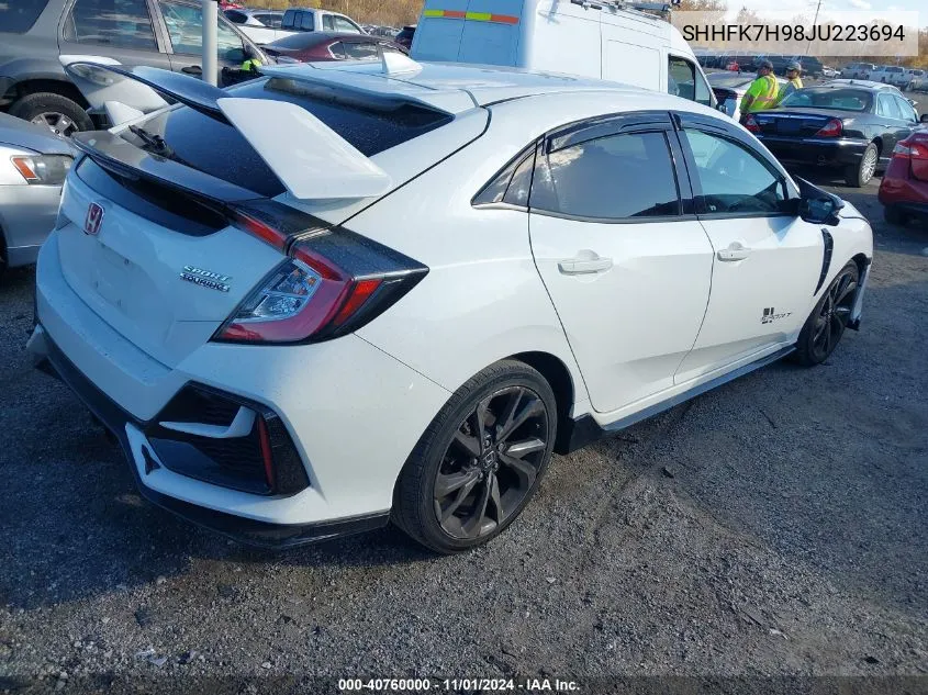 2018 Honda Civic Sport Touring VIN: SHHFK7H98JU223694 Lot: 40760000