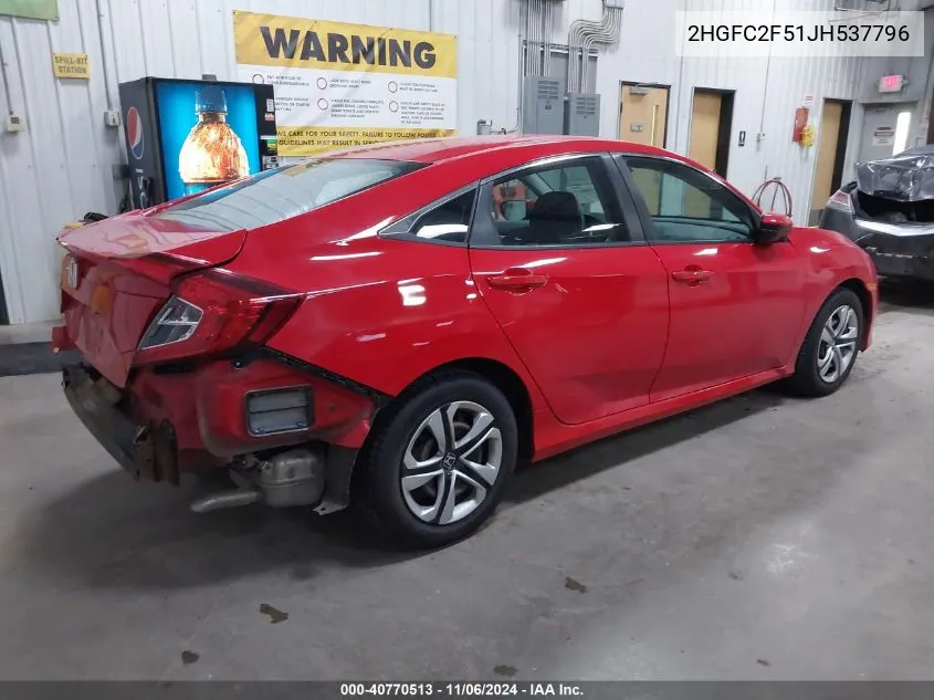 2018 Honda Civic Lx VIN: 2HGFC2F51JH537796 Lot: 40770513