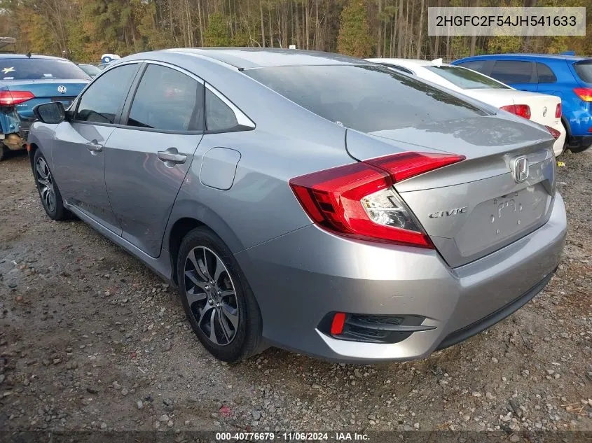 2018 Honda Civic Lx VIN: 2HGFC2F54JH541633 Lot: 40776679