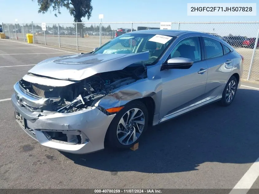 2018 Honda Civic Ex VIN: 2HGFC2F71JH507828 Lot: 40780259