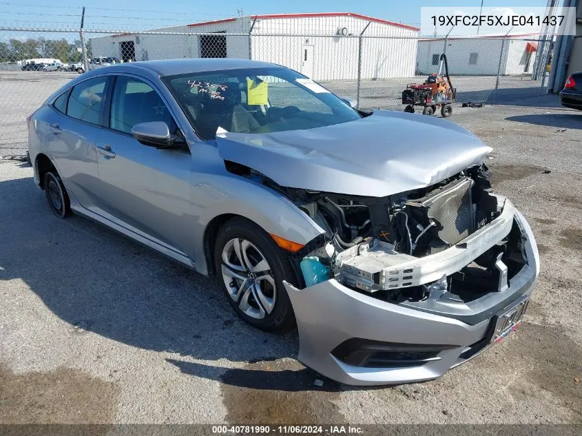 2018 Honda Civic Lx VIN: 19XFC2F5XJE041437 Lot: 40781990