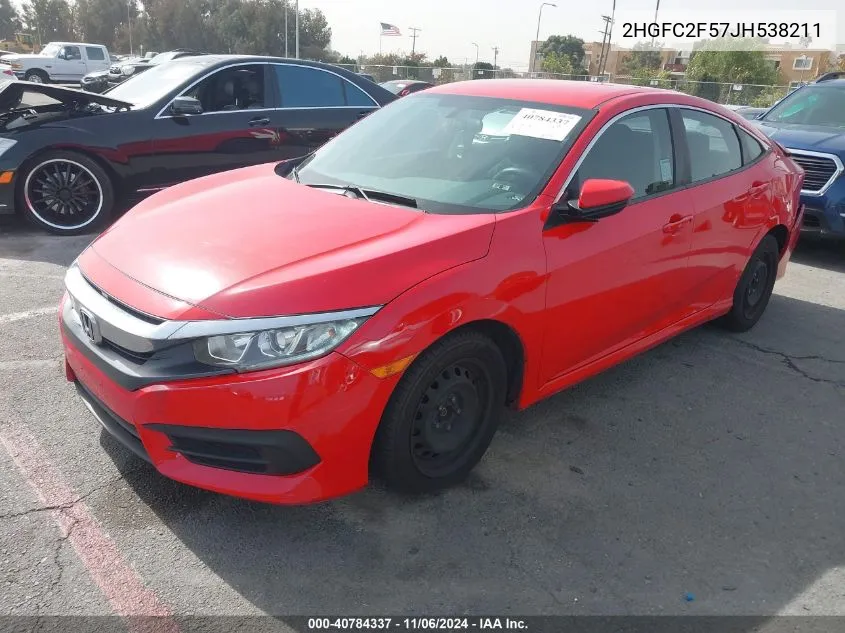 2018 Honda Civic Lx VIN: 2HGFC2F57JH538211 Lot: 40784337