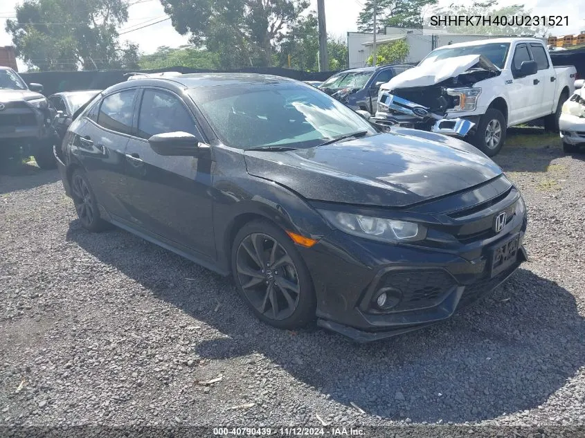 2018 Honda Civic Sport VIN: SHHFK7H40JU231521 Lot: 40790439