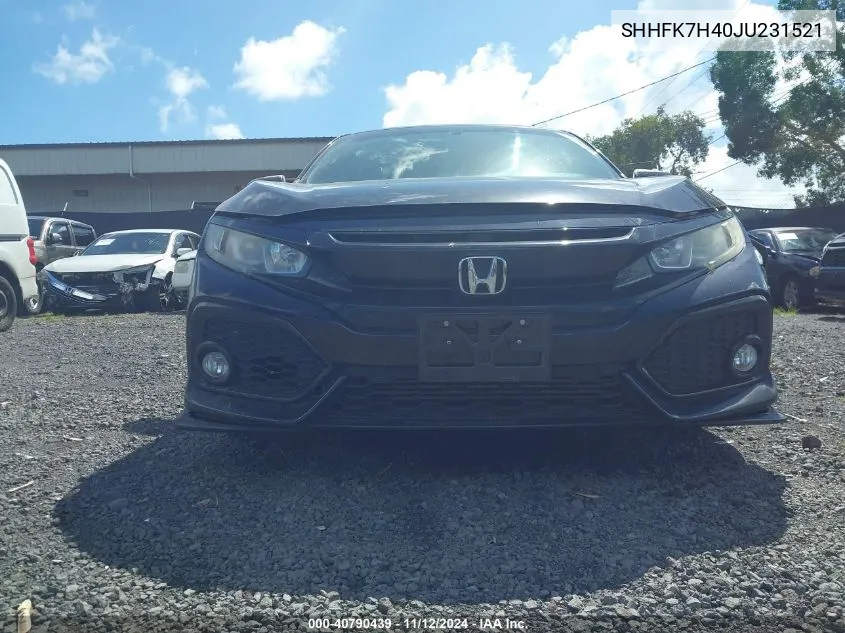 2018 Honda Civic Sport VIN: SHHFK7H40JU231521 Lot: 40790439