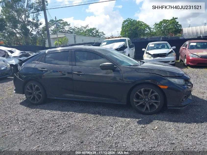 2018 Honda Civic Sport VIN: SHHFK7H40JU231521 Lot: 40790439