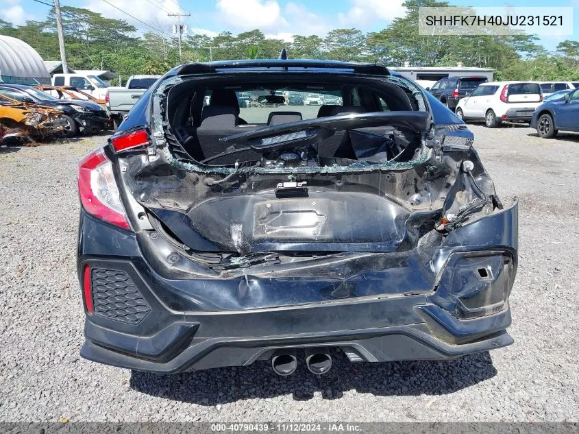 2018 Honda Civic Sport VIN: SHHFK7H40JU231521 Lot: 40790439