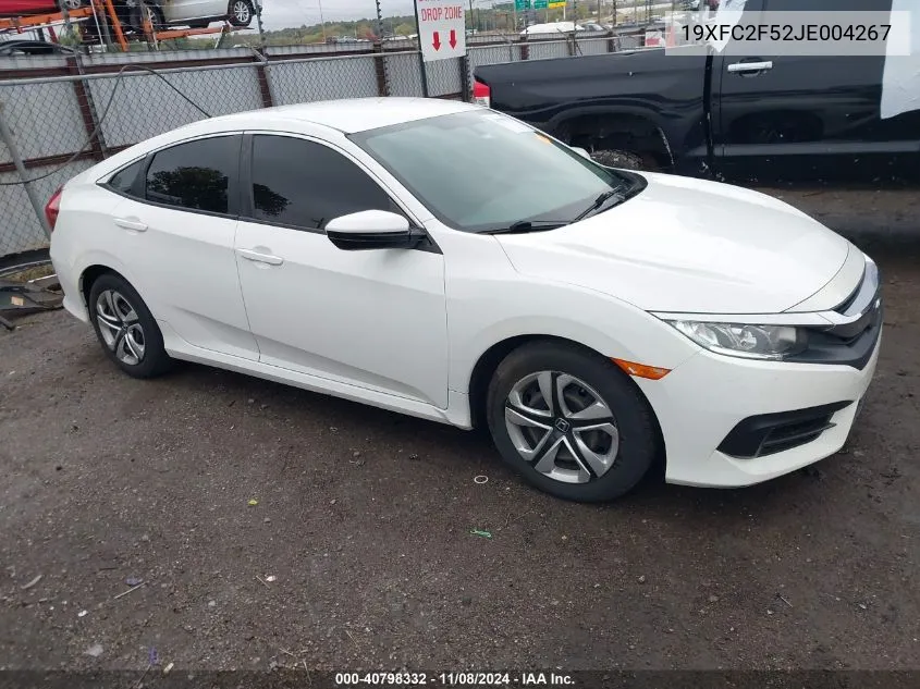 2018 Honda Civic Lx VIN: 19XFC2F52JE004267 Lot: 40798332