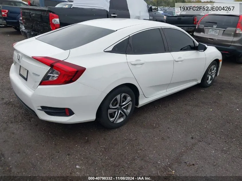 2018 Honda Civic Lx VIN: 19XFC2F52JE004267 Lot: 40798332