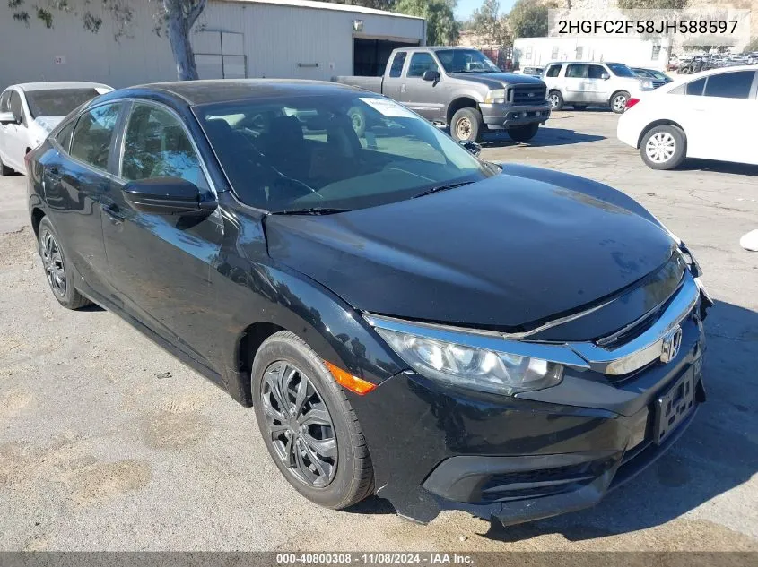 2018 Honda Civic Lx VIN: 2HGFC2F58JH588597 Lot: 40800308