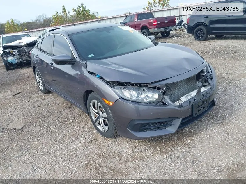 2018 Honda Civic Lx VIN: 19XFC2F5XJE043785 Lot: 40801721