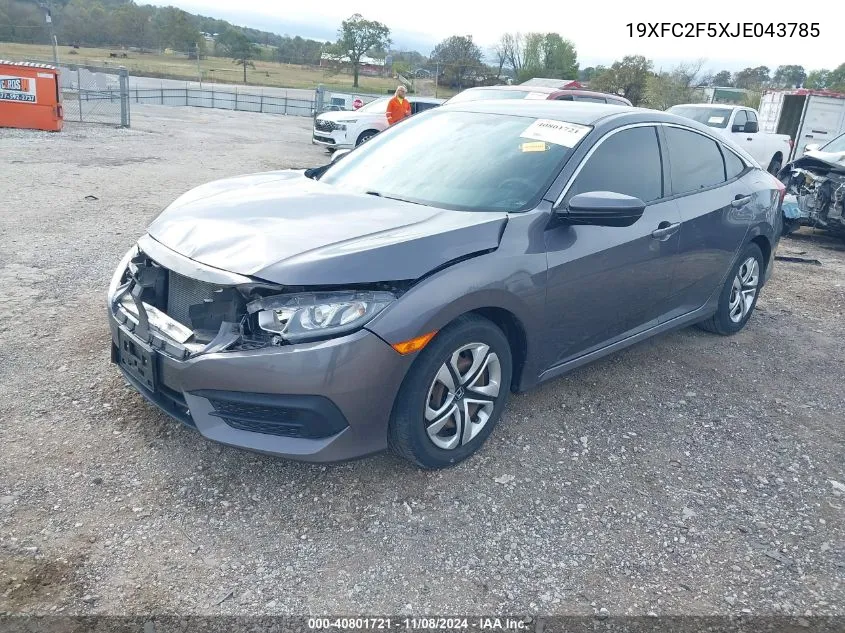 2018 Honda Civic Lx VIN: 19XFC2F5XJE043785 Lot: 40801721