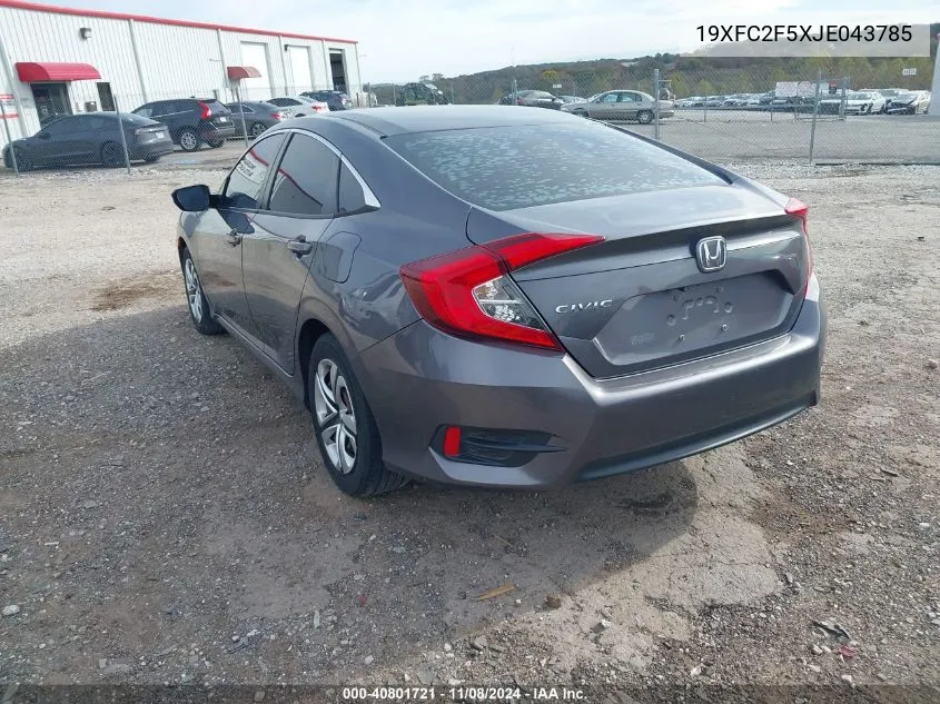 2018 Honda Civic Lx VIN: 19XFC2F5XJE043785 Lot: 40801721