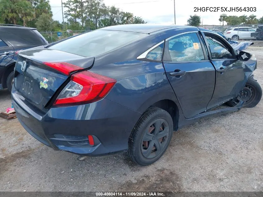 2018 Honda Civic Lx VIN: 2HGFC2F5XJH564303 Lot: 40804114